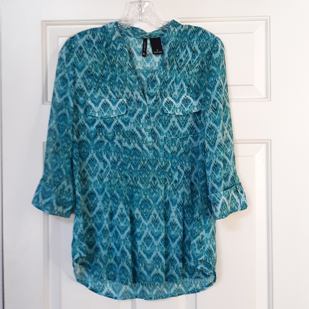 Women's Sheer Blues Tunic Top Size Small